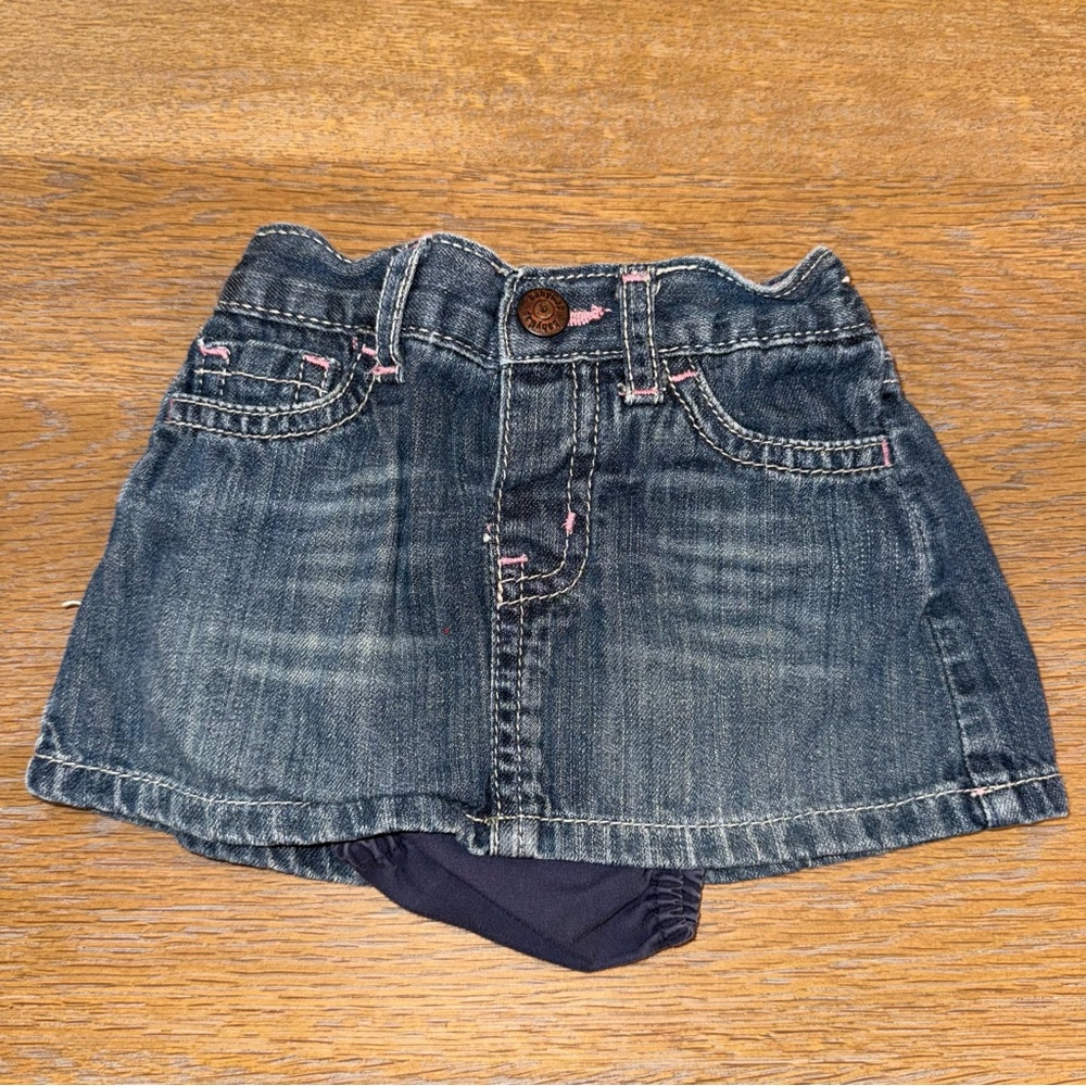 Baby Gap Dark Denim Infant Denim Skirt with Built in Rompers.
